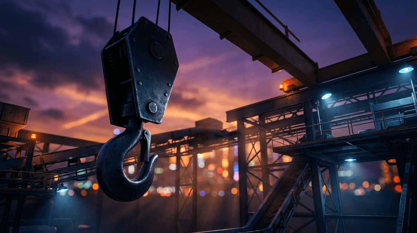 Gru a torre in un cantiere edile al tramonto